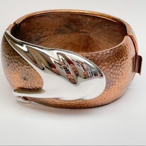 Vintage Monet Mid-Century Copper & Silver Bracelet